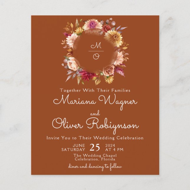 Terracotta Budget Romantic Fall Floral Wedge (Vorderseite)