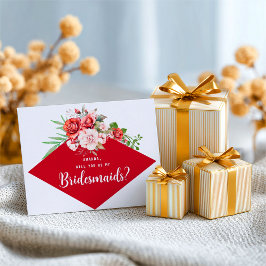 Terracotta Burgundy Blush Floral Bridesmaid Postkarte