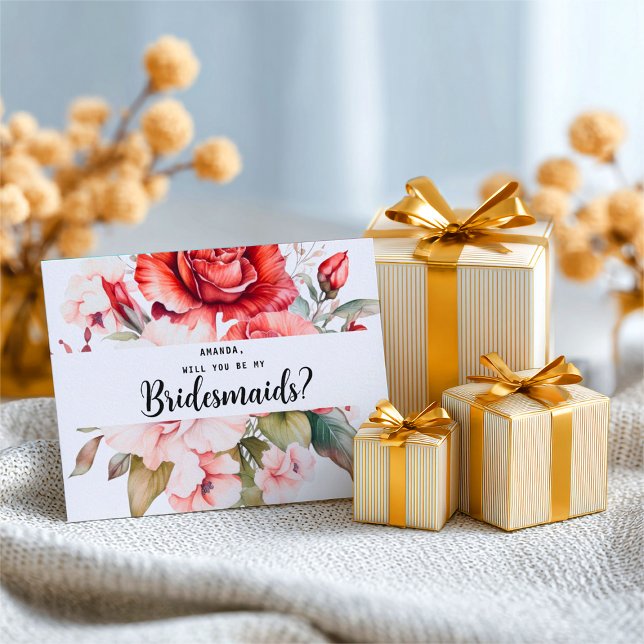 Terracotta Burgundy Blush Floral Bridesmaid Postkarte (Von Creator hochgeladen)