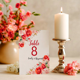 Terracotta Burgundy Blush Floral Table Number