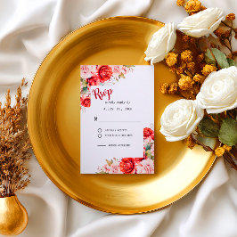 Terracotta Burgundy Blush Floral Wedding RSVP Karte