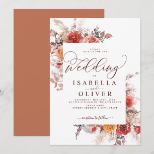 Terracotta Burgundy Burnt Orange Boho Wedding Invi Einladung