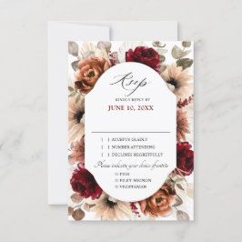 Terracotta Burgundy Greenery Geometric Wedding RSVP Karte