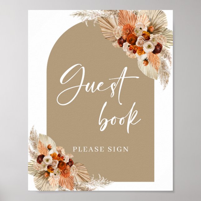 Terracotta burn orange borange beige Gästebuch (Vorne)