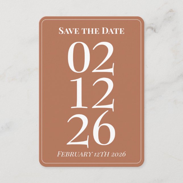 Terracotta Burn Orange Wedding Save the Date Cards Begleitkarte (Vorderseite)