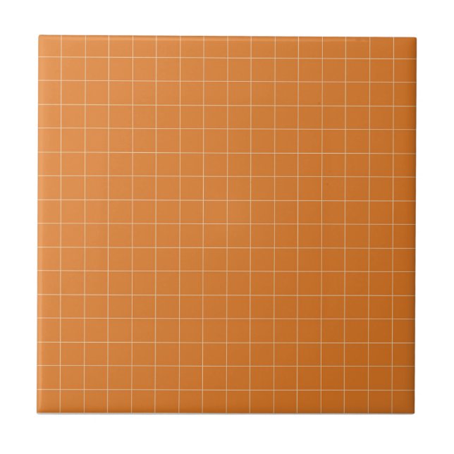 Terracotta Burnt Orange & Blassgelb Checked Fliese (Vorderseite)