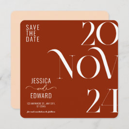 Terracotta Burnt Orange Boho Rustikale Einfache Mo Save The Date