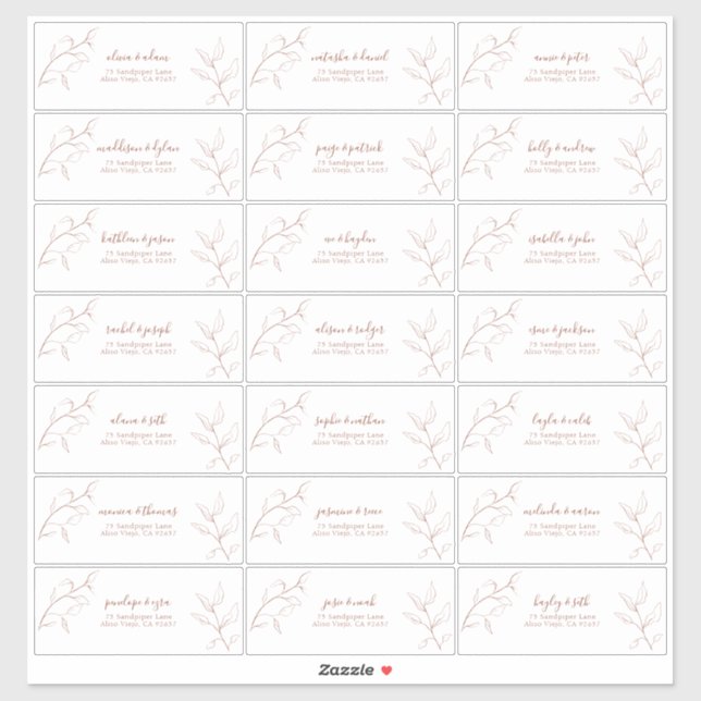 Terracotta Burnt Orange Botanische Gastadresse Aufkleber (Blatt)