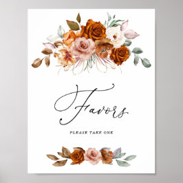 Terracotta Burnt Orange Bridal Shower Favors Sign Poster