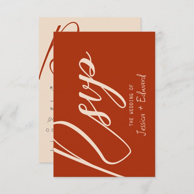 Terracotta Burnt Orange Chic UAWG Calligraphie RSVP Karte (Vorne/Hinten)
