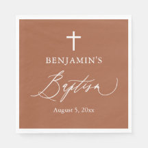 Terracotta Burnt Orange Cross Taufpapier Napkin