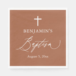 Terracotta Burnt Orange Cross Taufpapier Napkin Serviette