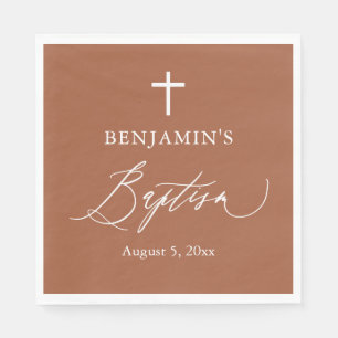 Terracotta Burnt Orange Cross Taufpapier Napkin Serviette