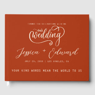 Terracotta Burnt Orange Elegante Moderne Minimalis Gästebuch