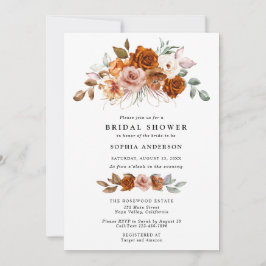 Terracotta Burnt Orange Floral Bridal Shower Einladung