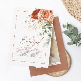 Terracotta Burnt Orange Floral Engagement Party Einladung