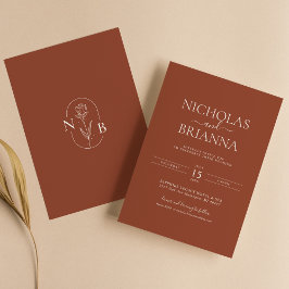 Terracotta Burnt Orange Minimalistisch Boho Weddin Einladung
