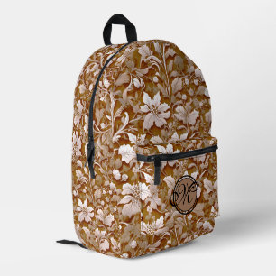 Terracotta Burnt Orange Modernes botanisches Boho Bedruckter Rucksack