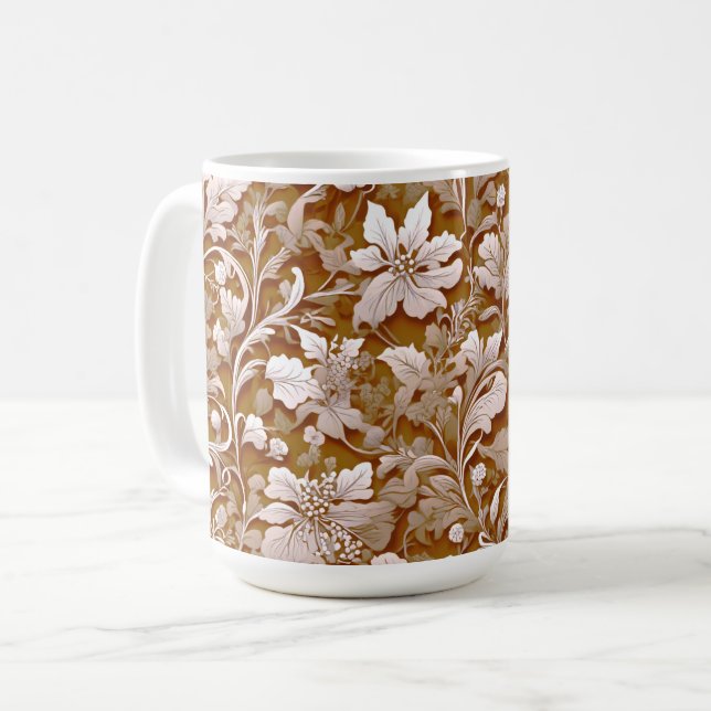 Terracotta Burnt Orange Modernes botanisches Boho Kaffeetasse (Vorderseite Links)