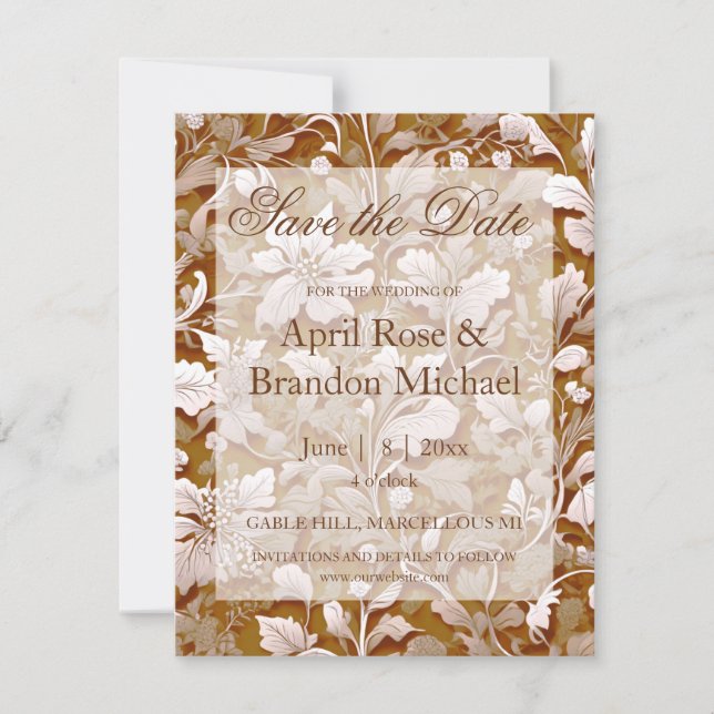 Terracotta Burnt Orange Modernes botanisches Boho Save The Date (Vorderseite)