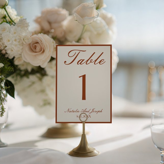 Terracotta Burnt Orange Old Money Wedding Table Einladung (Von Creator hochgeladen)