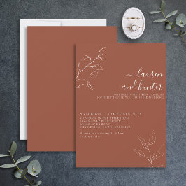 Terracotta Burnt Orange Script Botanische Hochzeit Einladung
