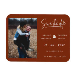 Terracotta Burnt Orange Simple Handwriting Foto S Magnet