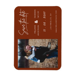 Terracotta Burnt Orange Simple Handwriting Foto S Magnet
