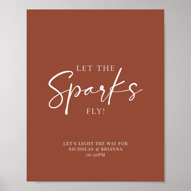 Terracotta Burnt Orange Wedding Sparkler Absenden Poster (Vorne)