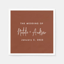 Terracotta Burnt Umber Classic Script Wedding