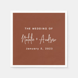 Terracotta Burnt Umber Classic Script Wedding Serviette