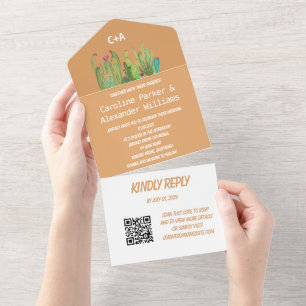 Terracotta Cactus Desert Arizona UAWG QR Code All In One Einladung