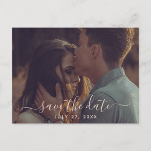 Terracotta Calligraphy Save the Date Wedding Postkarte