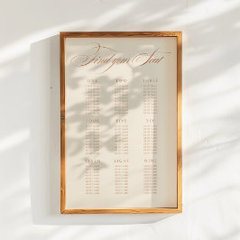 Terracotta Calligraphy Wedding Seating Chart Poster