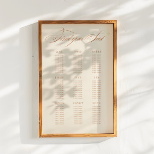 Terracotta Calligraphy Wedding Seating Chart Poster