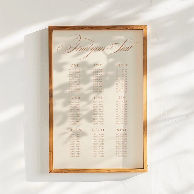 Terracotta Calligraphy Wedding Seating Chart Poster (Von Creator hochgeladen)