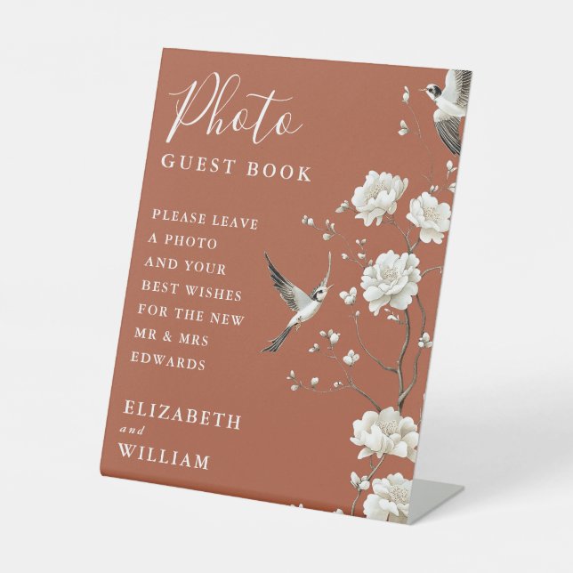 Terracotta Chinoiserie Foto Sockelschild (Vorderseite)