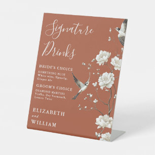Terracotta Chinoiserie Signature Drinks Hochzeit Sockelschild