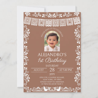 Terracotta Cielito Lindo Boy's 1st Birthday Photo Einladung