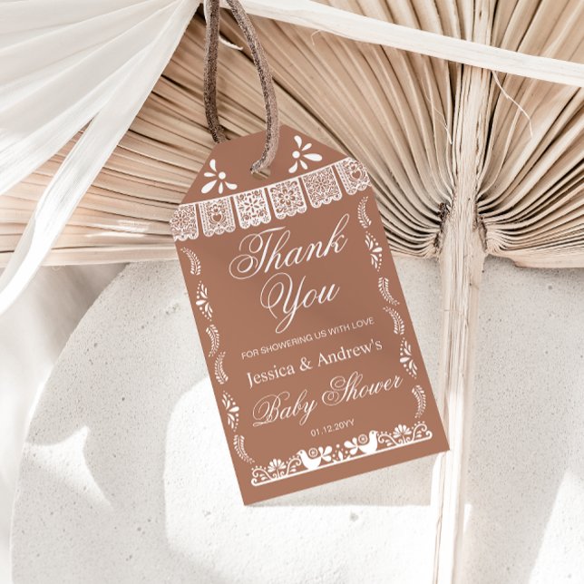 Terracotta Cielito Lindo Mexican Baby Shower Geschenkanhänger (Von Creator hochgeladen)