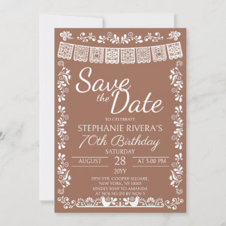 Terracotta Cielito Lindo Save the Date 70. Geburts Einladung