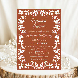 Terracotta Cielito Lindo Taufe & Erster Geburtstag Einladung