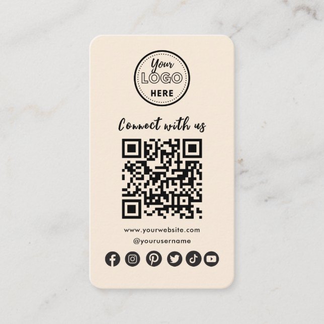 Terracotta Connect with US Social Media QR Code Visitenkarte (Vorderseite)