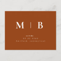 Terracotta Contemporary Monogram Save the Date