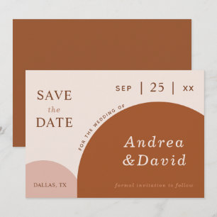 Terracotta & Cream Abstrakt Boho Geometric Arches Save The Date