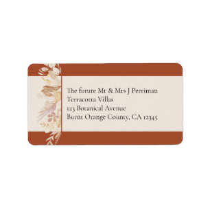 Terracotta Cream Botanical Foliage UAWG Adressaufkleber