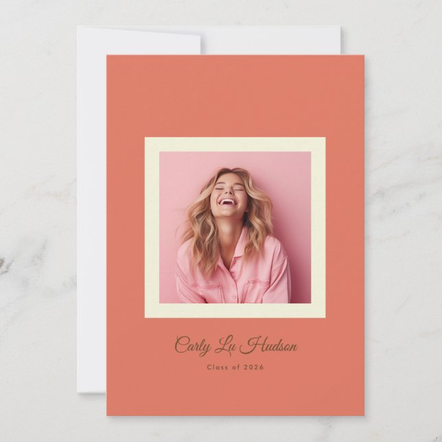 Terracotta Cream Minimal High School Photo Grad Ankündigung (Vorderseite)