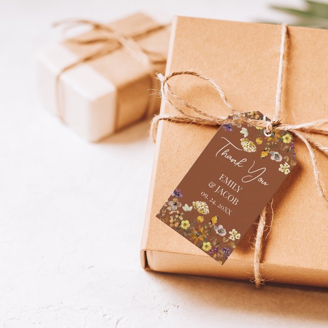 Terracotta & Cream Wildblume Boho Wedding Geschenkanhänger (Von Creator hochgeladen)