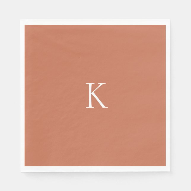 Terracotta Custom Initial Luncheon Napkins Serviette (Vorderseite)