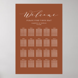 Terracotta Dainty Script Hochzeitsdiagramm Poster